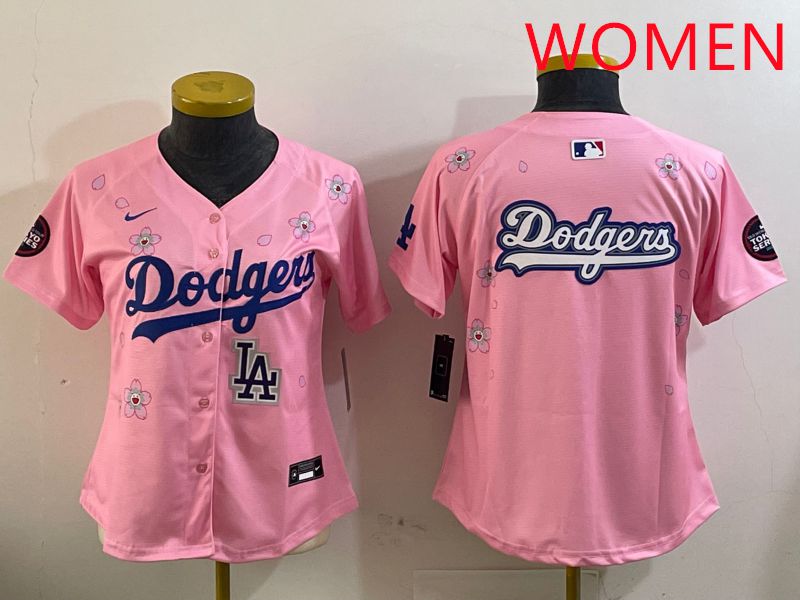 Women Los Angeles Dodgers Blank Pink Sakura Edition 2025 Nike MLB Jersey style 17